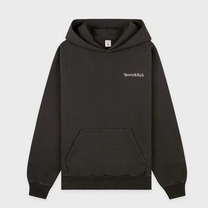 Sporty & Rich, Sherif Logo Hoodie, Faded Black, Small